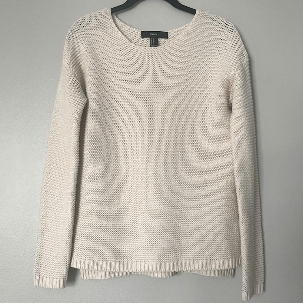 Cream Knit Coastal Preppy Sweater by Forever 21